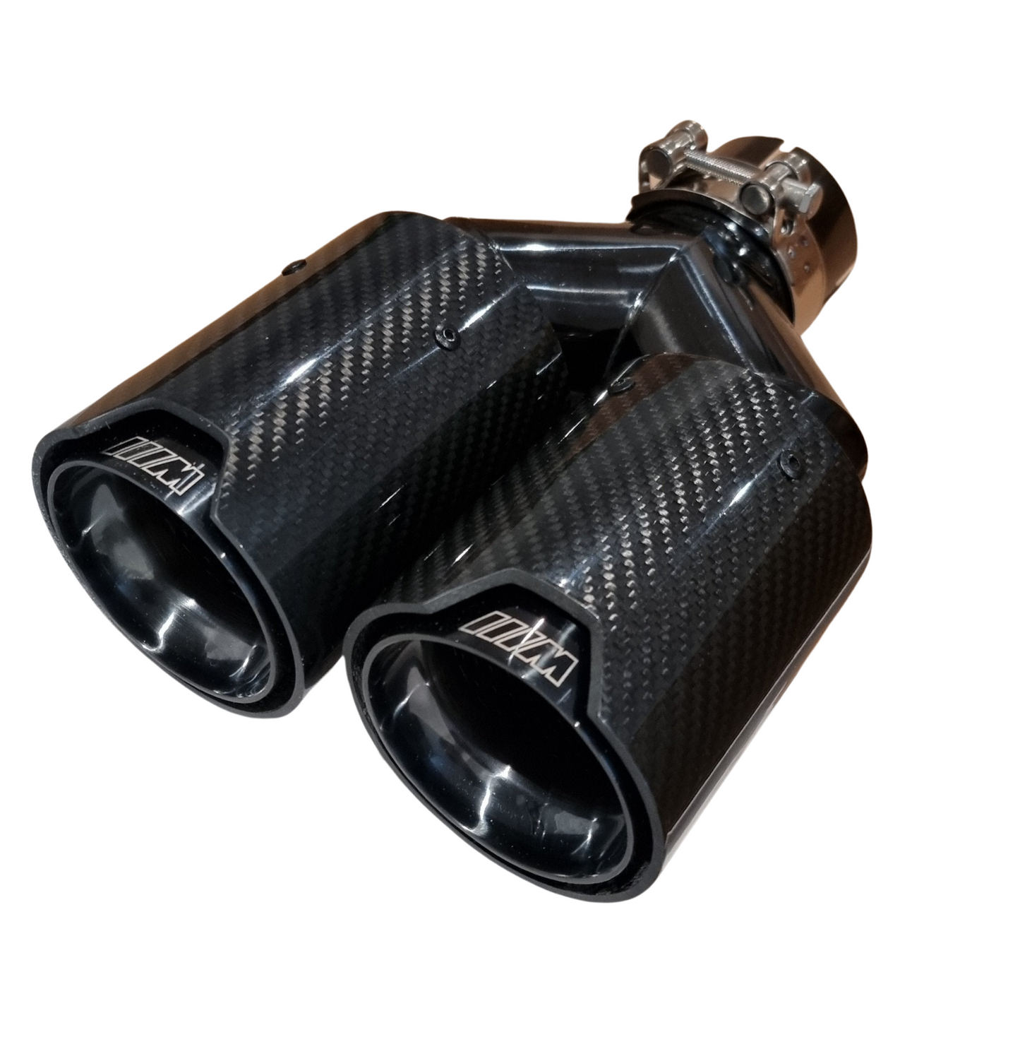 BLACK MPERFORMANCE STYLE EXHAUST TIPS, DUAL TIP WITH CARBON FIBRE SHROUD (LEFT OR RIGHT SIDE)