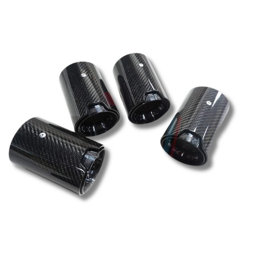 BMW F8x M3 / M4 / M2c CARBON FIBRE & GLOSS BLACK EXHAUST TIP SET (X4)