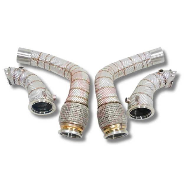 BMW F90/F91/F92/F93 M5 DECAT DOWNPIPE SET FOR 4.4T S63 - BOLT ON (2018+) WITH HEAT SHIELDING