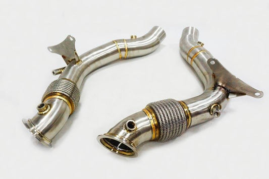 FERRARI 488 DUAL DOWNPIPE SET, STAINLESS STEEL - BOLT ON